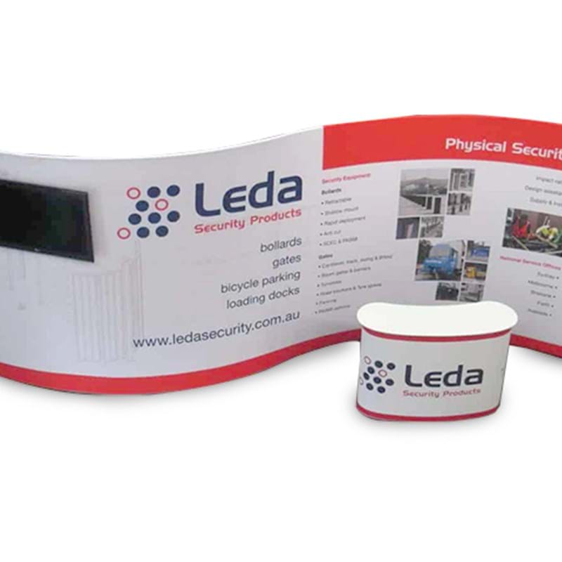 Sales counter with s shape wall