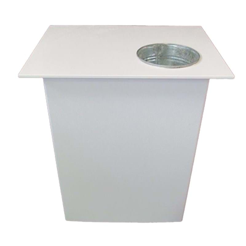 Demonstration table with drop-in bucket