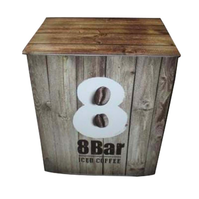 Demonstration table with fake wood grain