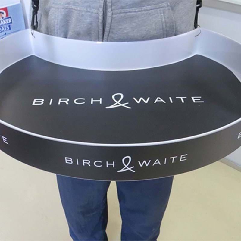 Strap on sampling tray