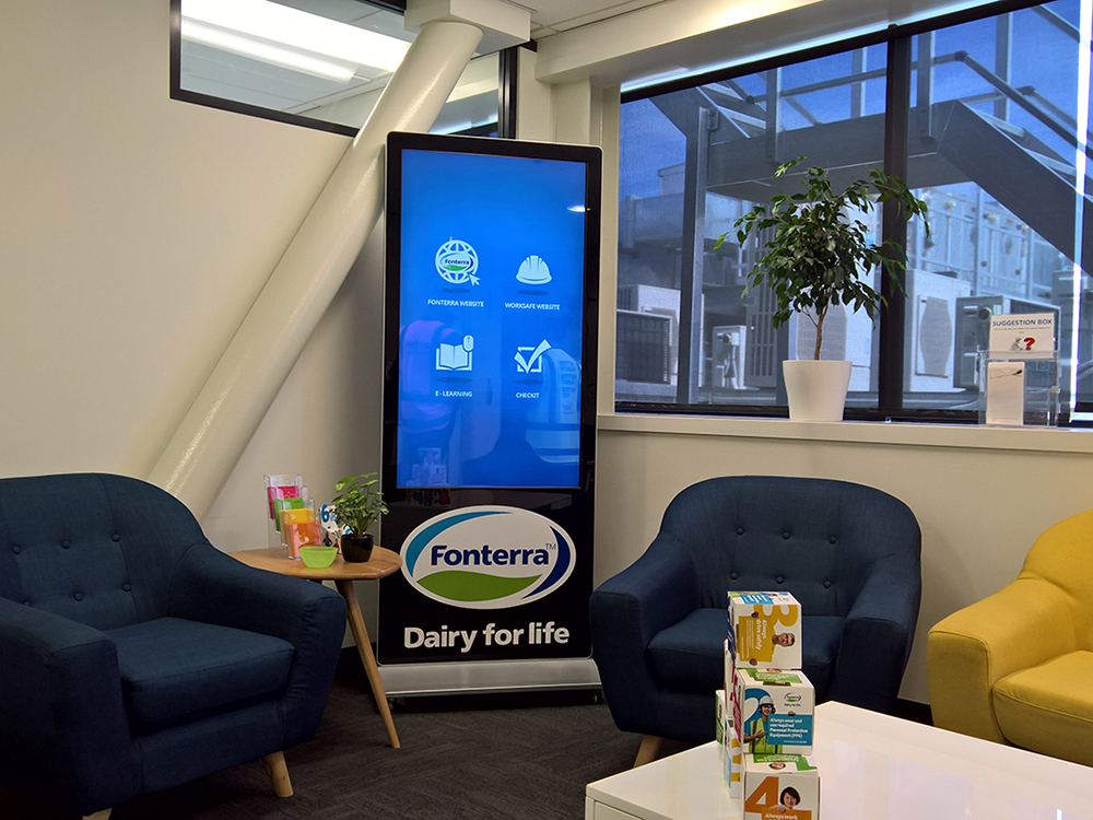 Digital floor standing Interactive Screens developed for Fonterra
