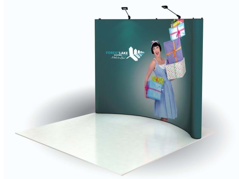 2.5 metre wide pop-up exhibition stand with lights